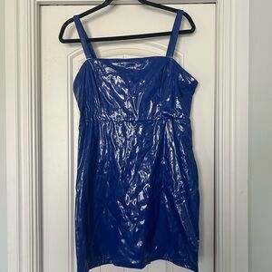Faux Leather Royal Blue Slip Dress